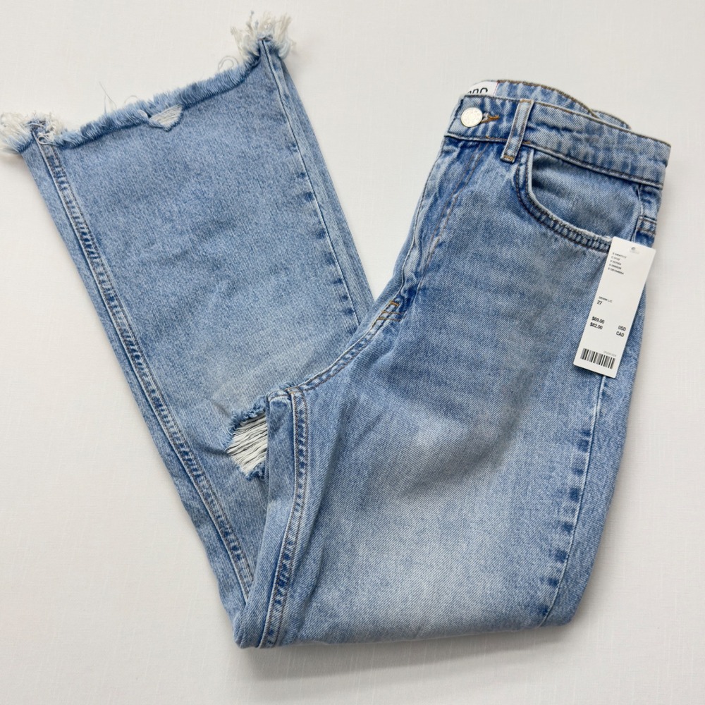 NWT BDG Urban Outfitters Distressed Ripped Cropped Jeans Light Denim Size‎ 27